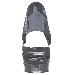 Hoodie metallic backless lace up crop top