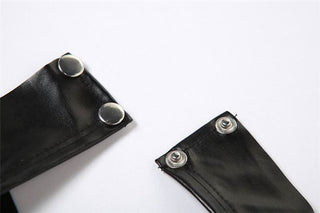 Halter PU leather button butterfly applique top