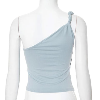 One shoulder ruched backless irregular top