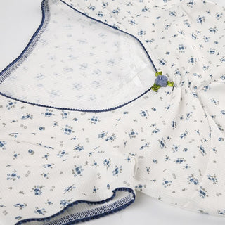 Short sleeve patchwork flower applique print top