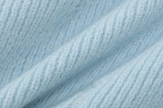 Button knitted solid long sleeve turnover collar mini skirt set-final-sale