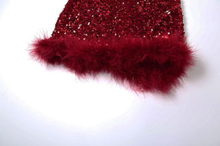 Glitter feather sweetheart neck tube mini dress