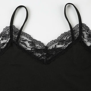 Lace hem bowknot cami bodysuit