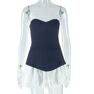 Sweetheart neck patchwork backless tube mini dress