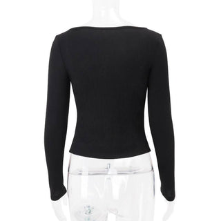 U neck long sleeve lace hem 2 piece cami top