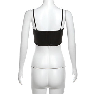 Satin bowknot ribbon lace hem zip-up cami top