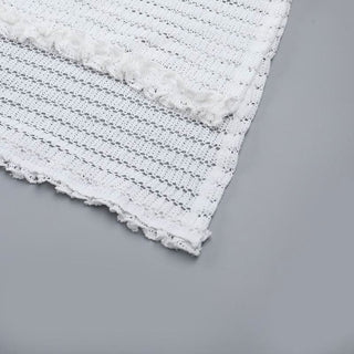 Long sleeve v neck lace slit knitted midi dress