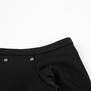 Long sleeve one shoulder slit self tie top