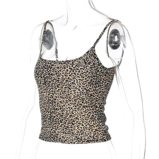 Leopard print u neck backless cami top