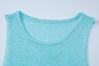 Sleeveless u neck knitted solid mini dress