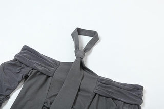 Off shoulder halter ruched crop top