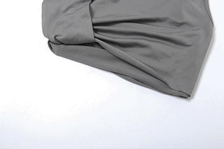 Ruched irregular solid crop maxi skirt set