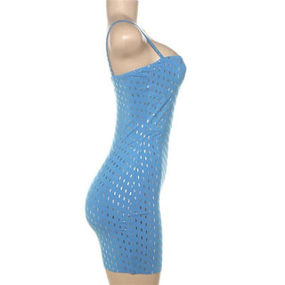 Glitter hollow out backless cami cut out mini dress