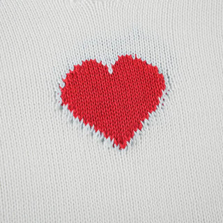 Long sleeve v neck sweetheart pattern knitted top