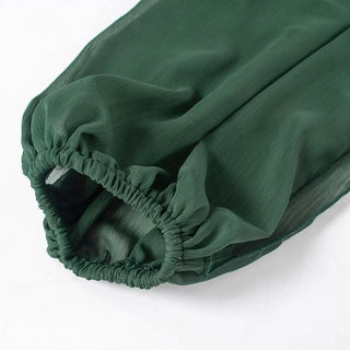 Long puff sleeve mesh print ruched mini dress-final-sale