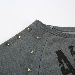 Off shoulder long sleeve letter print top