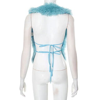 Halter fluffy self tie shrug top