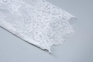 Long sleeve lace zip-up ruched shrug cami maxi dress-final-sale