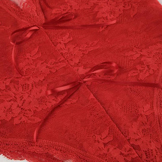 V neck lace bowknot cami bodysuit