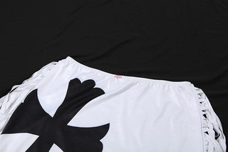 Sleeveless print tassel crop mini skirt set