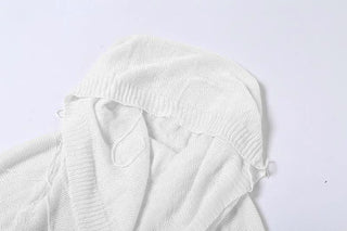 Hoodie long sleeve knitted crop top