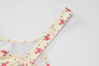 Flower print u neck cami maxi dress