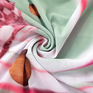 Square neck long sleeve cross back self tie print top