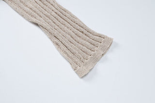 Long sleeve u neck knitted solid top