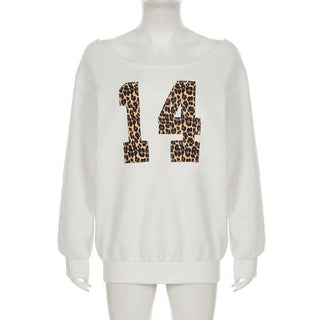 Long sleeve leopard print "14" pattern top