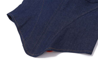 Lace hem lace up corset denim tube top