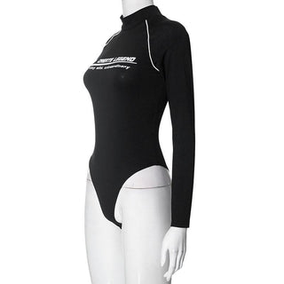 Long sleeve high neck button contrast bodysuit