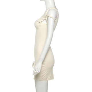 Short sleeve one shoulder ruched solid mini dress
