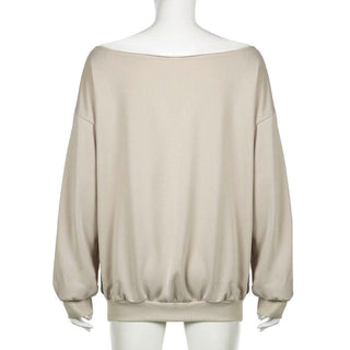 Long sleeve off shoulder "22" print top