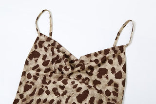 Leopard print cowl neck cami maxi dress