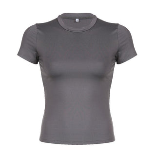 Short sleeve crewneck solid top