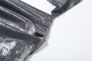 Hoodie metallic backless lace up crop top