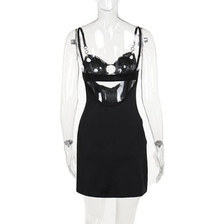 Sweetheart neck o ring hollow out ruched cami cut out mini dress
