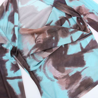 Long sleeve tie dye mesh top