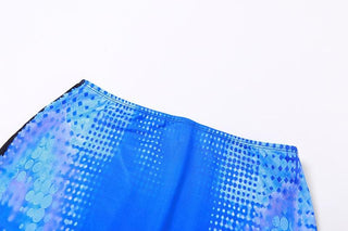 Contrast print short sleeve crewneck mini skirt set