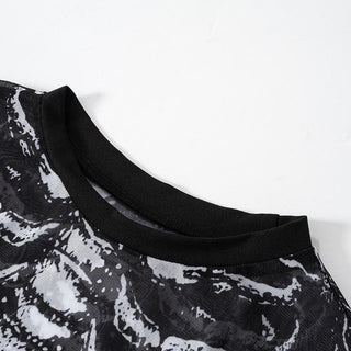 Sheer mesh contrast print see through gloves long sleeve top