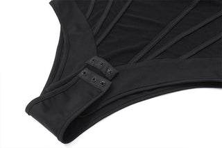 Bustier hollow out bowknot tube bodysuit