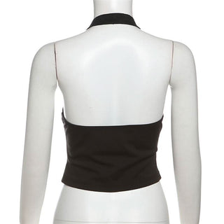 Halter corset lace backless top