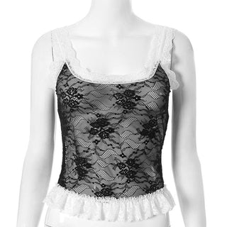 U neck lace ruffle cami top