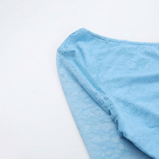 One shoulder drawstring self tie lace top