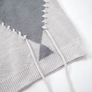 Long sleeve knitted crewneck contrast top