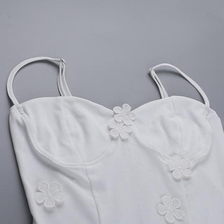 Sweetheart neck flower embroidery stitch cami mini dress