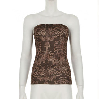 Print contrast backless tube top