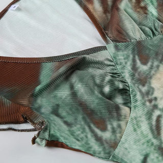 V neck cap sleeve tie dye top