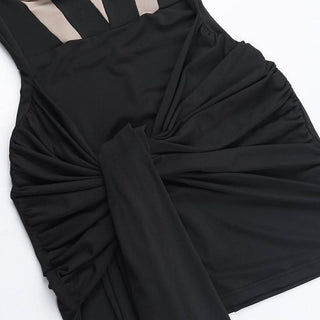 Ruched mesh backless cami mini dress