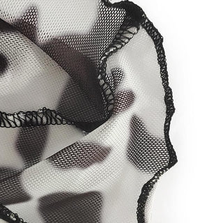 Sheer mesh see through print stitch ruffle open back top